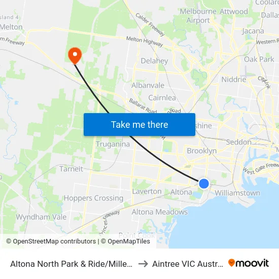 Altona North Park & Ride/Millers Rd to Aintree VIC Australia map