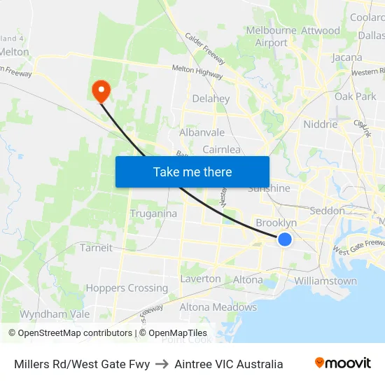 Millers Rd/West Gate Fwy to Aintree VIC Australia map