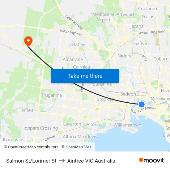 Salmon St/Lorimer St to Aintree VIC Australia map