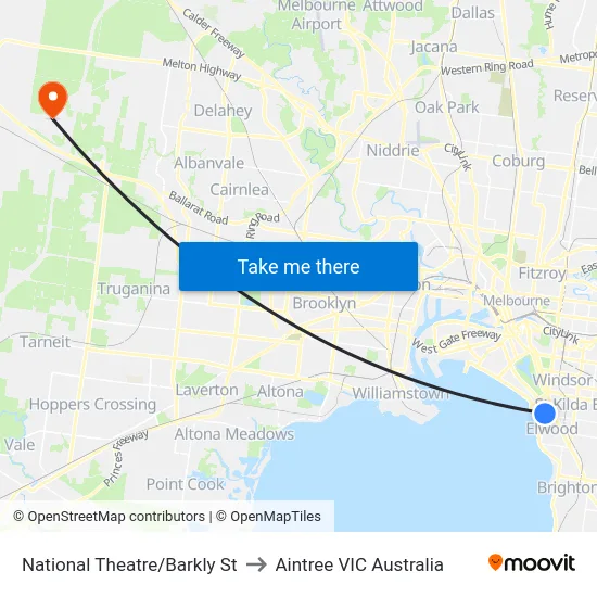 National Theatre/Barkly St to Aintree VIC Australia map