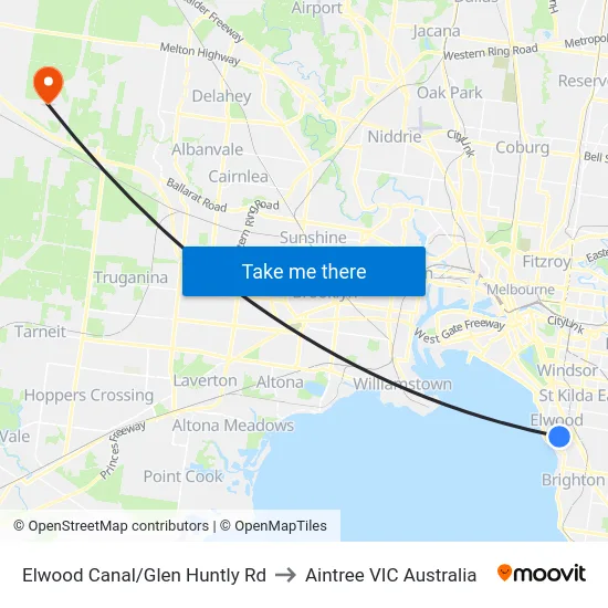 Elwood Canal/Glen Huntly Rd to Aintree VIC Australia map