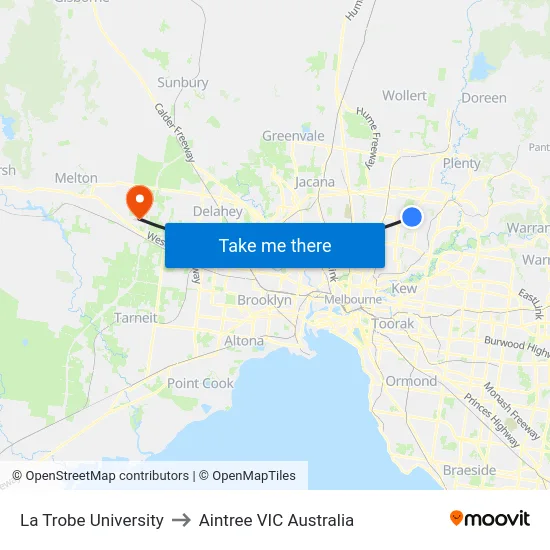 La Trobe University to Aintree VIC Australia map