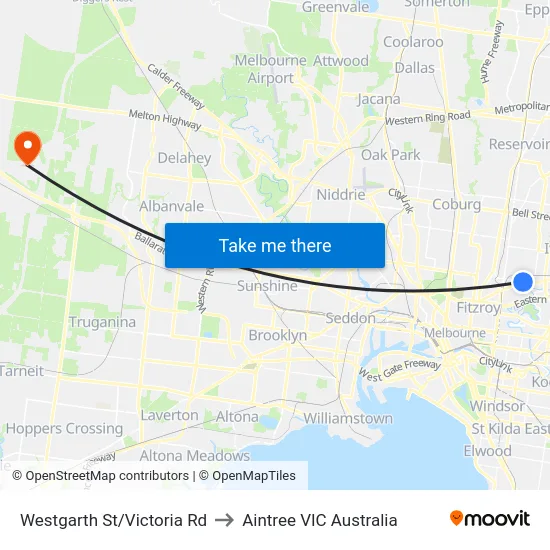 Westgarth St/Victoria Rd to Aintree VIC Australia map