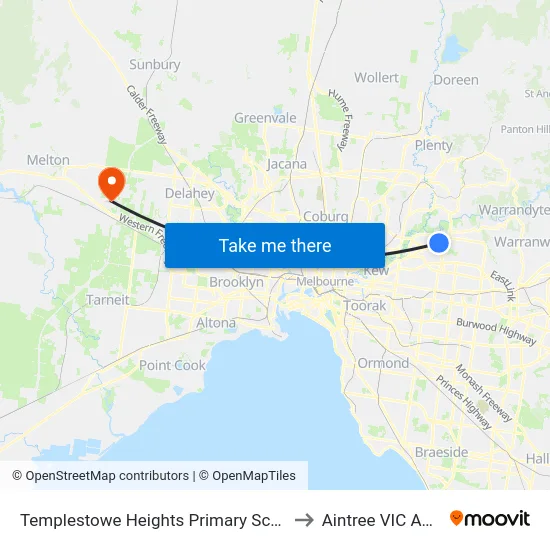 Templestowe Heights Primary School/High St to Aintree VIC Australia map