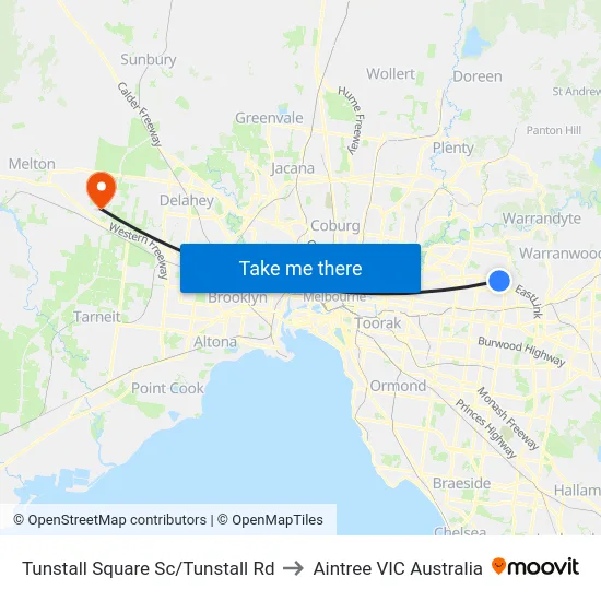 Tunstall Square Sc/Tunstall Rd to Aintree VIC Australia map