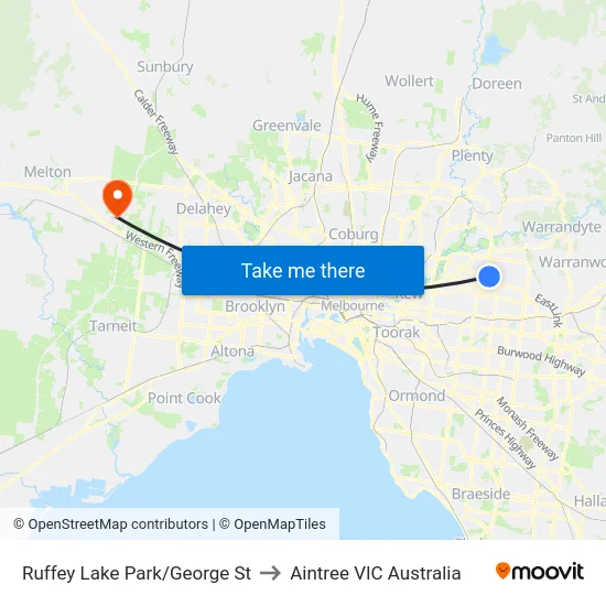 Ruffey Lake Park/George St to Aintree VIC Australia map
