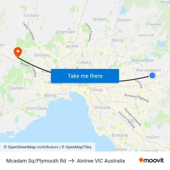Mcadam Sq/Plymouth Rd to Aintree VIC Australia map