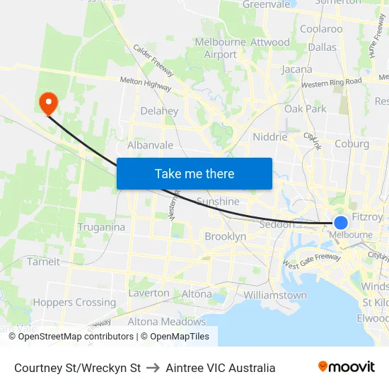 Courtney St/Wreckyn St to Aintree VIC Australia map