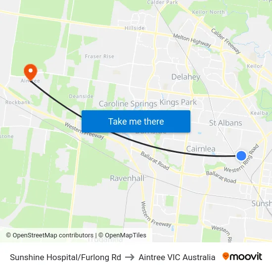 Sunshine Hospital/Furlong Rd to Aintree VIC Australia map