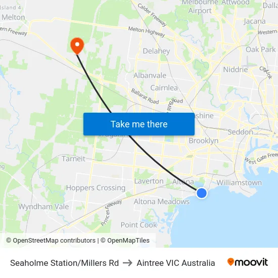 Seaholme Station/Millers Rd to Aintree VIC Australia map