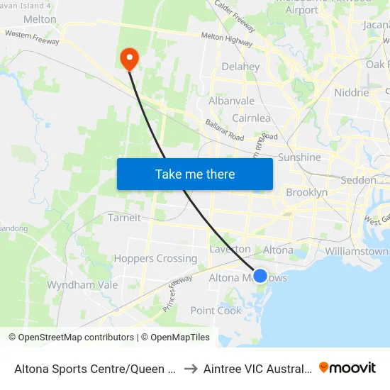 Altona Sports Centre/Queen St to Aintree VIC Australia map