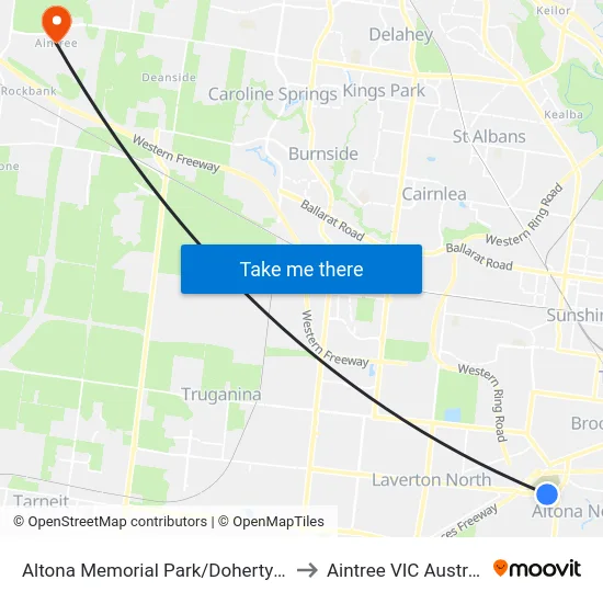 Altona Memorial Park/Dohertys Rd to Aintree VIC Australia map