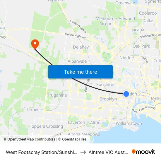 West Footscray Station/Sunshine Rd to Aintree VIC Australia map