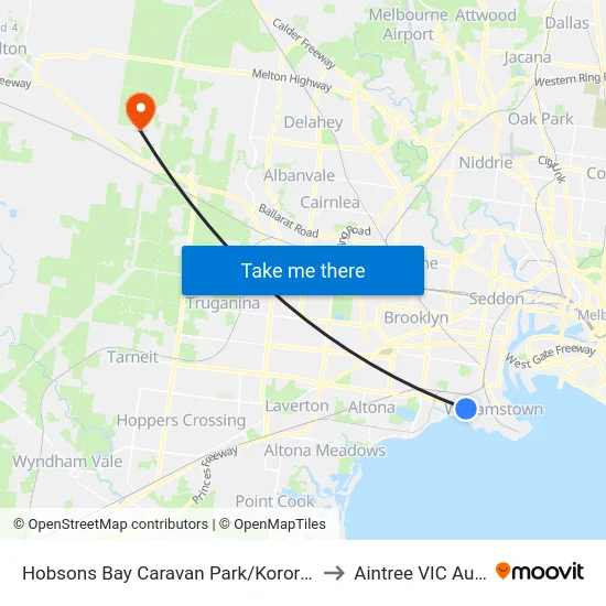 Hobsons Bay Caravan Park/Kororoit Creek Rd to Aintree VIC Australia map