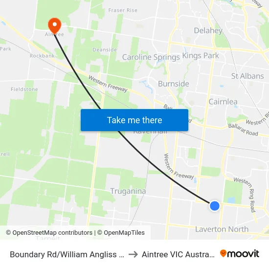 Boundary Rd/William Angliss Dr to Aintree VIC Australia map