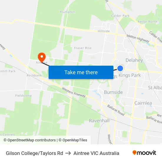 Gilson College/Taylors Rd to Aintree VIC Australia map