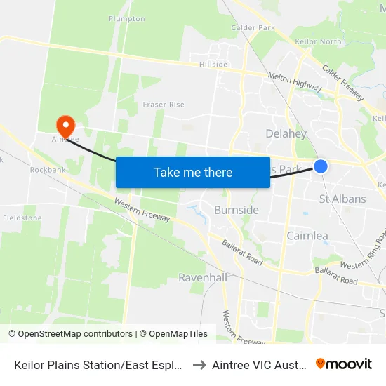 Keilor Plains Station/East Esplanade to Aintree VIC Australia map