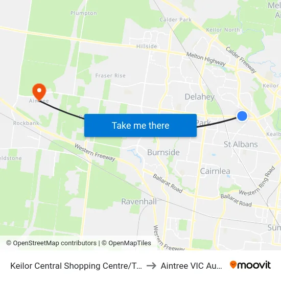 Keilor Central Shopping Centre/Taylors Rd to Aintree VIC Australia map
