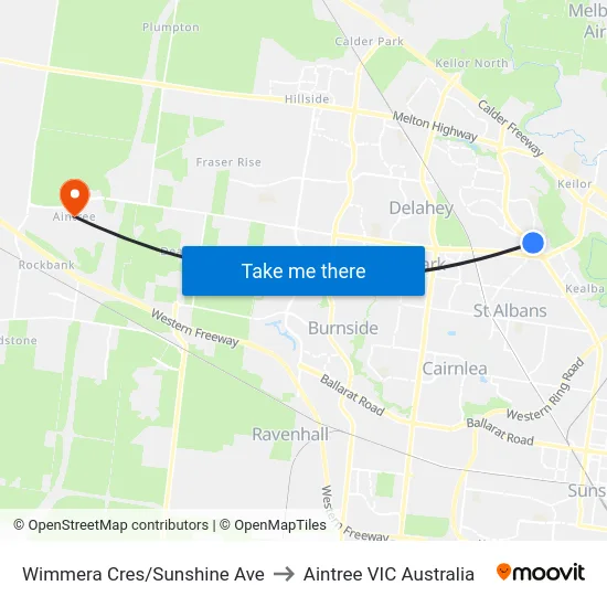 Wimmera Cres/Sunshine Ave to Aintree VIC Australia map