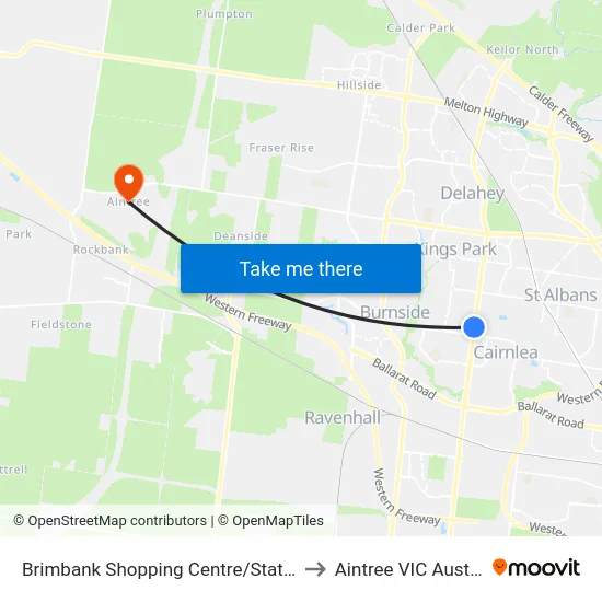 Brimbank Shopping Centre/Station Rd to Aintree VIC Australia map