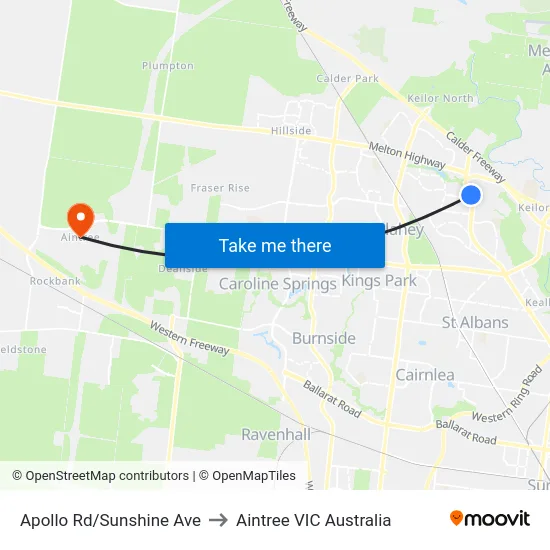 Apollo Rd/Sunshine Ave to Aintree VIC Australia map