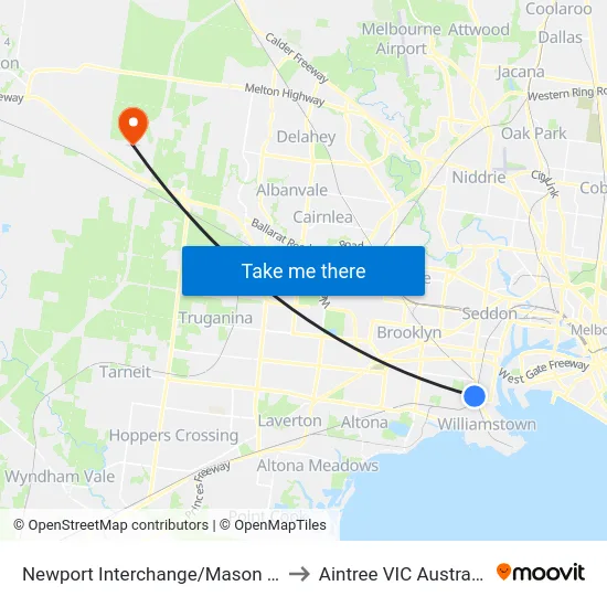 Newport Interchange/Mason St to Aintree VIC Australia map