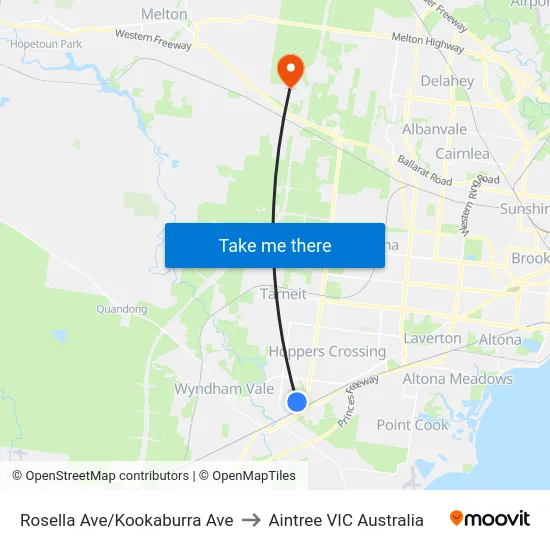 Rosella Ave/Kookaburra Ave to Aintree VIC Australia map