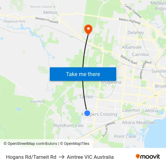 Hogans Rd/Tarneit Rd to Aintree VIC Australia map