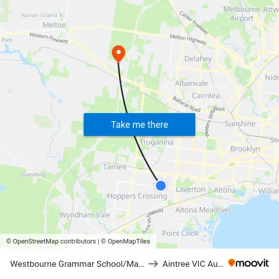 Westbourne Grammar School/Marquands Rd to Aintree VIC Australia map