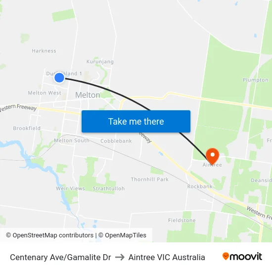 Centenary Ave/Gamalite Dr to Aintree VIC Australia map