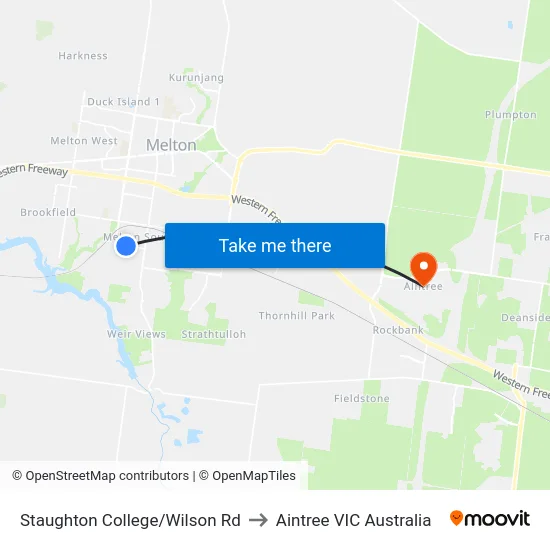 Staughton College/Wilson Rd to Aintree VIC Australia map