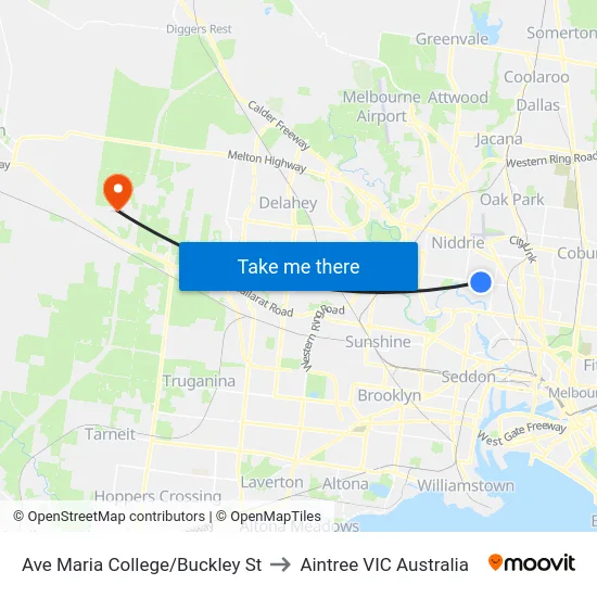 Ave Maria College/Buckley St to Aintree VIC Australia map