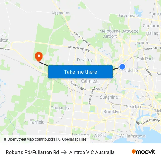 Roberts Rd/Fullarton Rd to Aintree VIC Australia map