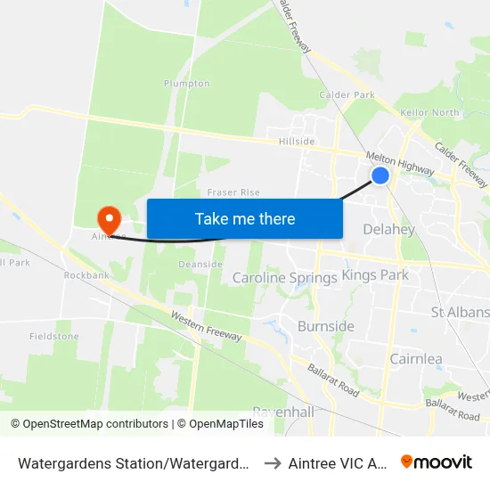 Watergardens Station/Watergardens Circuit Rd to Aintree VIC Australia map