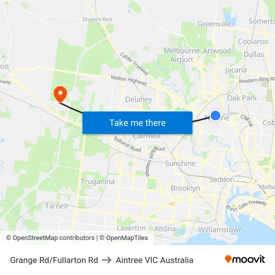 Grange Rd/Fullarton Rd to Aintree VIC Australia map