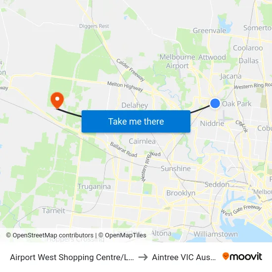 Airport West Shopping Centre/Louis St to Aintree VIC Australia map