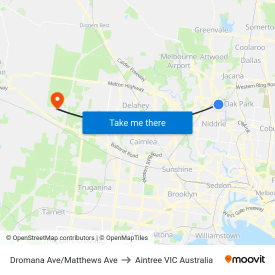 Dromana Ave/Matthews Ave to Aintree VIC Australia map