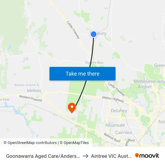 Goonawarra Aged Care/Anderson Rd to Aintree VIC Australia map