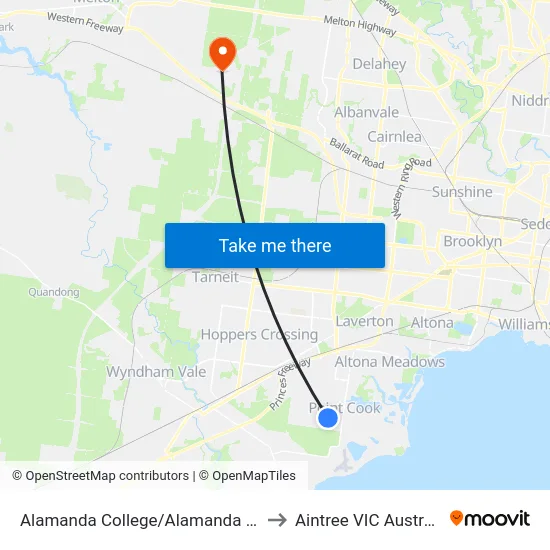 Alamanda College/Alamanda Bvd to Aintree VIC Australia map