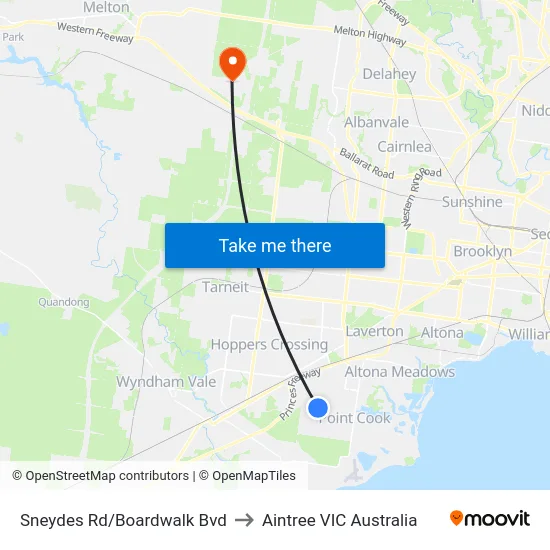 Sneydes Rd/Boardwalk Bvd to Aintree VIC Australia map