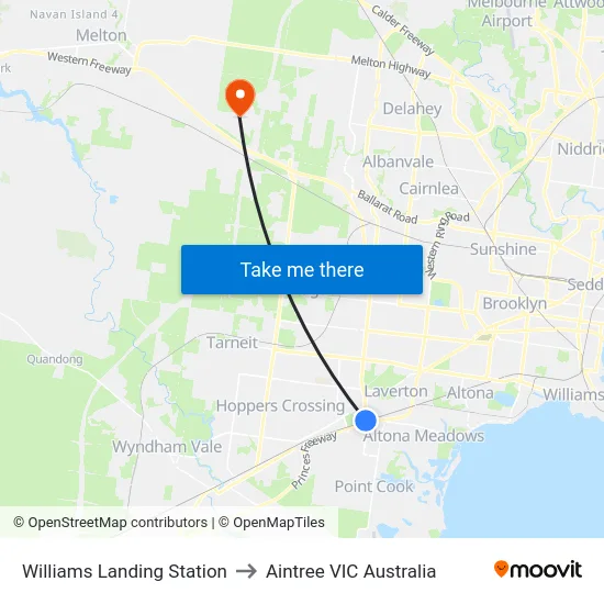 Williams Landing Station to Aintree VIC Australia map