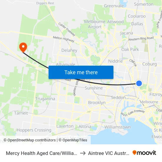 Mercy Health Aged Care/William St to Aintree VIC Australia map