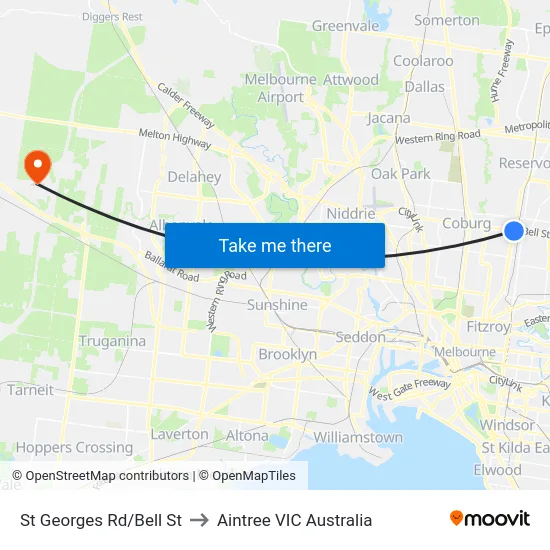 St Georges Rd/Bell St to Aintree VIC Australia map