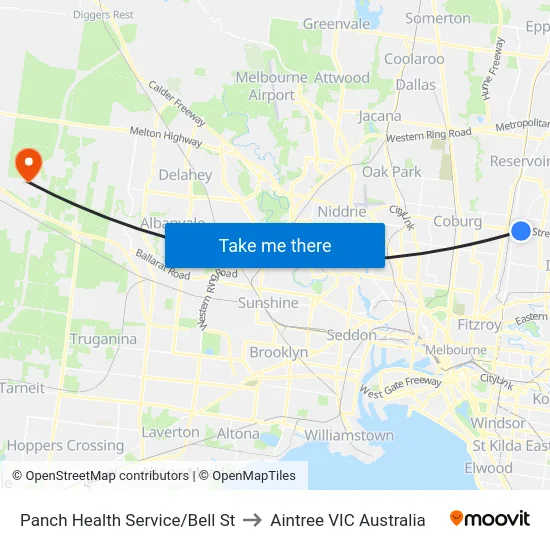 Panch Health Service/Bell St to Aintree VIC Australia map