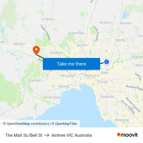 The Mall Sc/Bell St to Aintree VIC Australia map