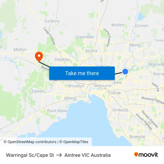 Warringal Sc/Cape St to Aintree VIC Australia map