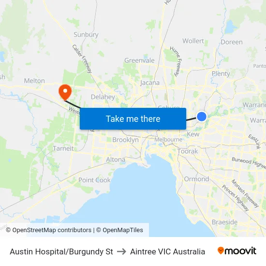 Austin Hospital/Burgundy St to Aintree VIC Australia map