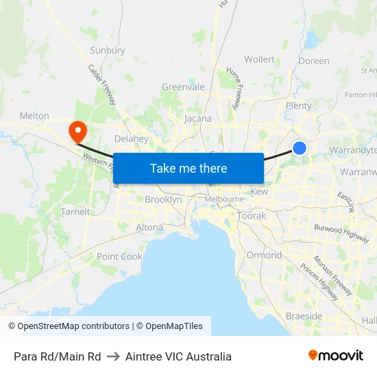 Para Rd/Main Rd to Aintree VIC Australia map