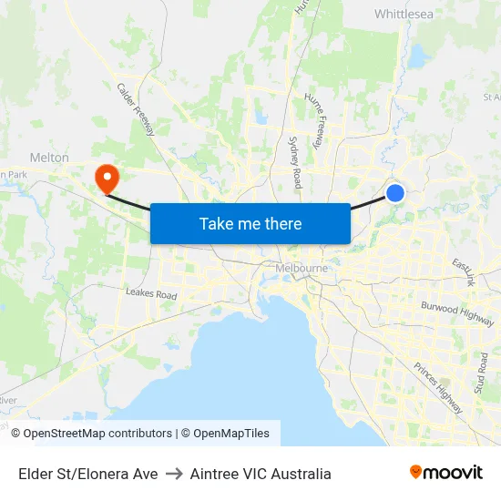 Elder St/Elonera Ave to Aintree VIC Australia map
