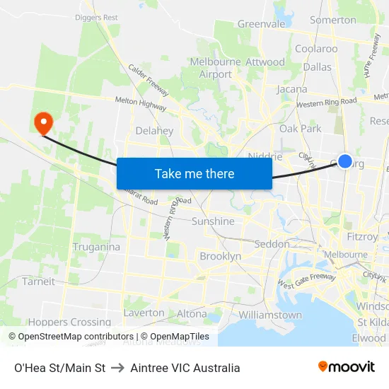 O'Hea St/Main St to Aintree VIC Australia map